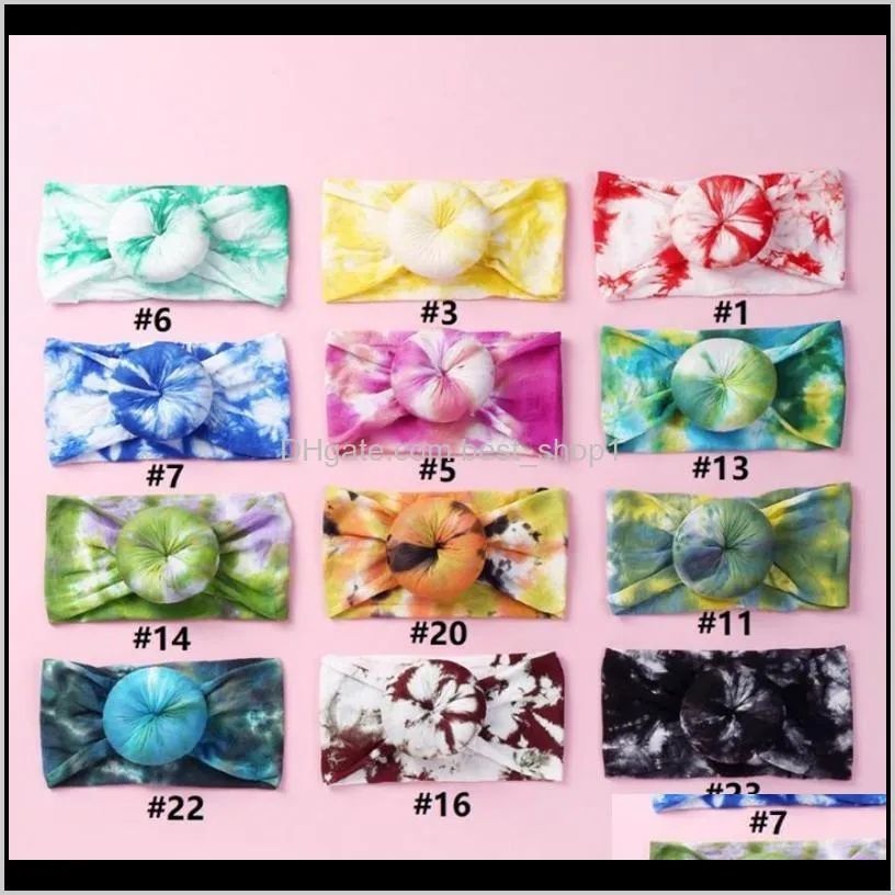  baby headbands tie dyeing baby girl hairband soft nylon newborn headwrap fashion headwear baby hair accessories 23 designs