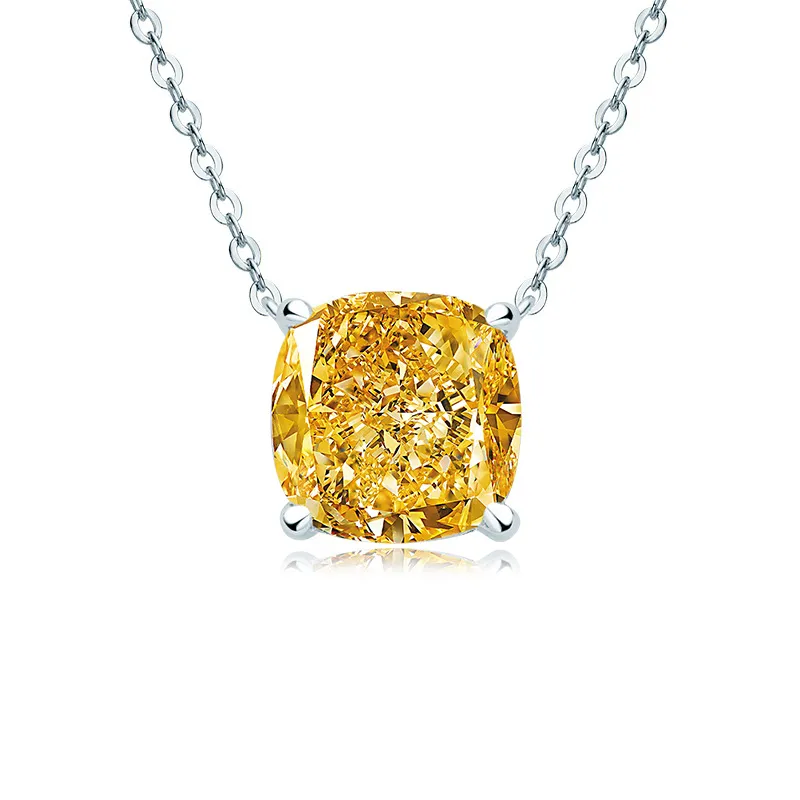 Collane con ciondolo Argento sterling Semplice diamante giallo Ciondolo squisito Regalo di San Valentino