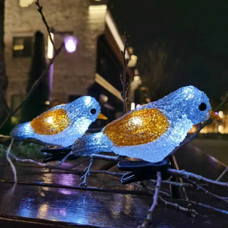 Açık Kapalı Akrilik Kuş Şekli Dize Işık 5 LED Su Geçirmez Pil Kılıfı Güneş USB Elektrikli Lamba Ev Bahçe Q0811