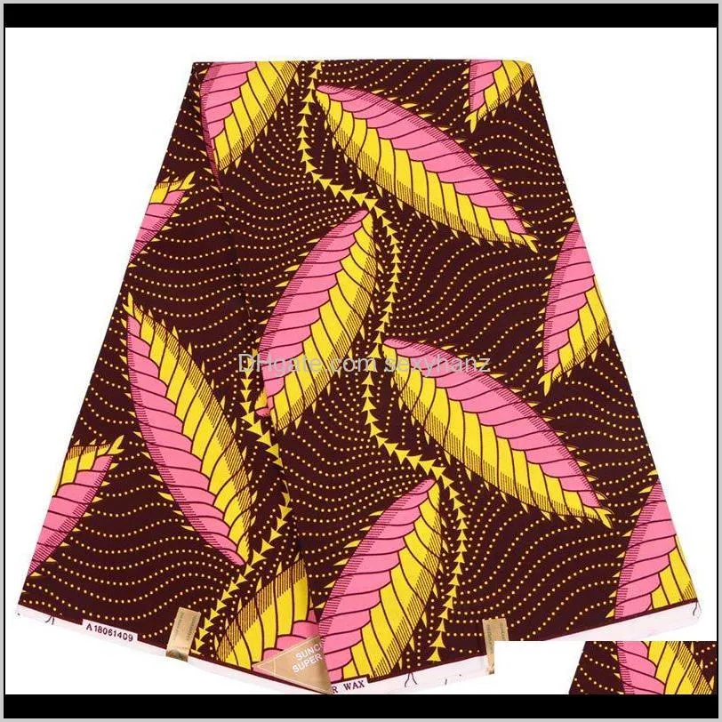 Klädkläder Drop Delivery 2021 Fashion Polyester Prints Ankara Binta Real Wax High Quality 6 Yards African Fabric For Party Dress 9TJY5