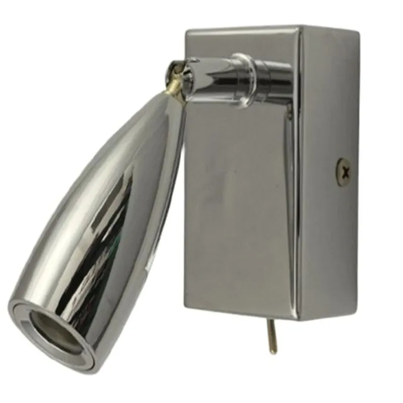 Topoch Chrome Wall Sconce 방향 판독 램프 테이퍼 헤드 켜기/끄기 스위치 3W 호텔 RV 보트 개량 AC100-240V DC12-24V 용 통합 LED 내장 드라이버