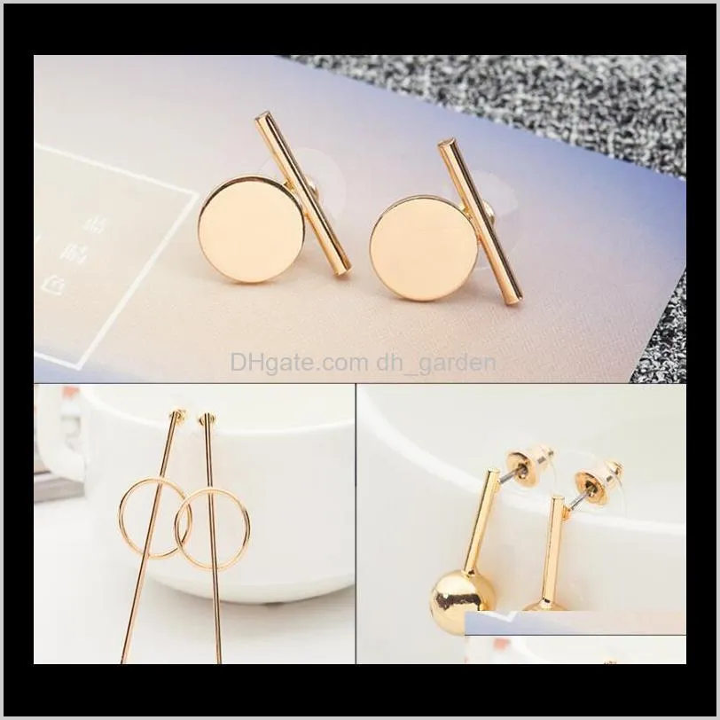 novelty alloy geometry pattern stud earring personality women earring silver gold plated studs korean style for girls ear jewelry