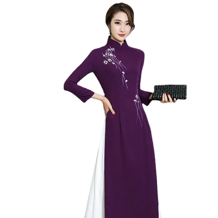 Lançamento 2019 Estilo Outono Poliéster Mulheres Artı Boyutu Ao Dai Ásia Unidades Do Pacífico Cheongsam