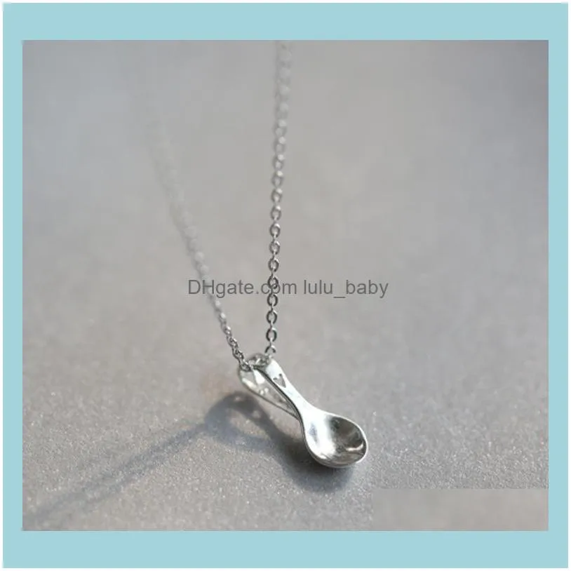 Pendant Necklaces S925 Silver Gift For Friends Short Necklace, Clavicle Chain, Spoon, Mini Cute Transporter Heart Necklace Women