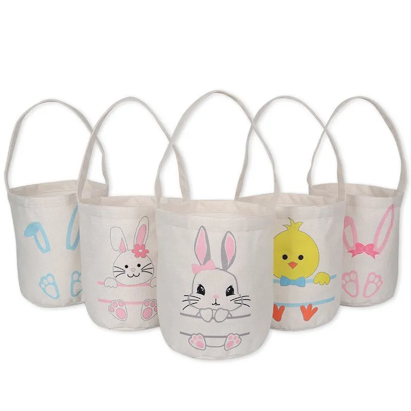 120pcs Bunny ears basket easter jute eggs bags gifts bucket baskets diy easter rabbit storage handbag hemp candy bocket handbags easters party egg bag By Sea DAP448