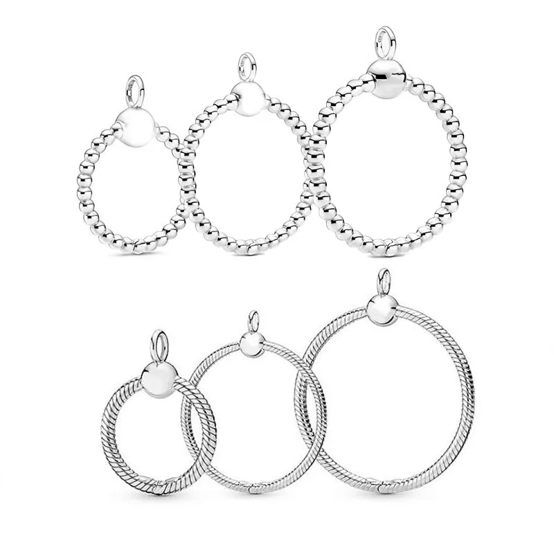 Silver O Circle Wiselant Moments DIY Naszyjnik Uroki biżuterii dla kobiet prezent Fit Oryginalne koraliki9974538