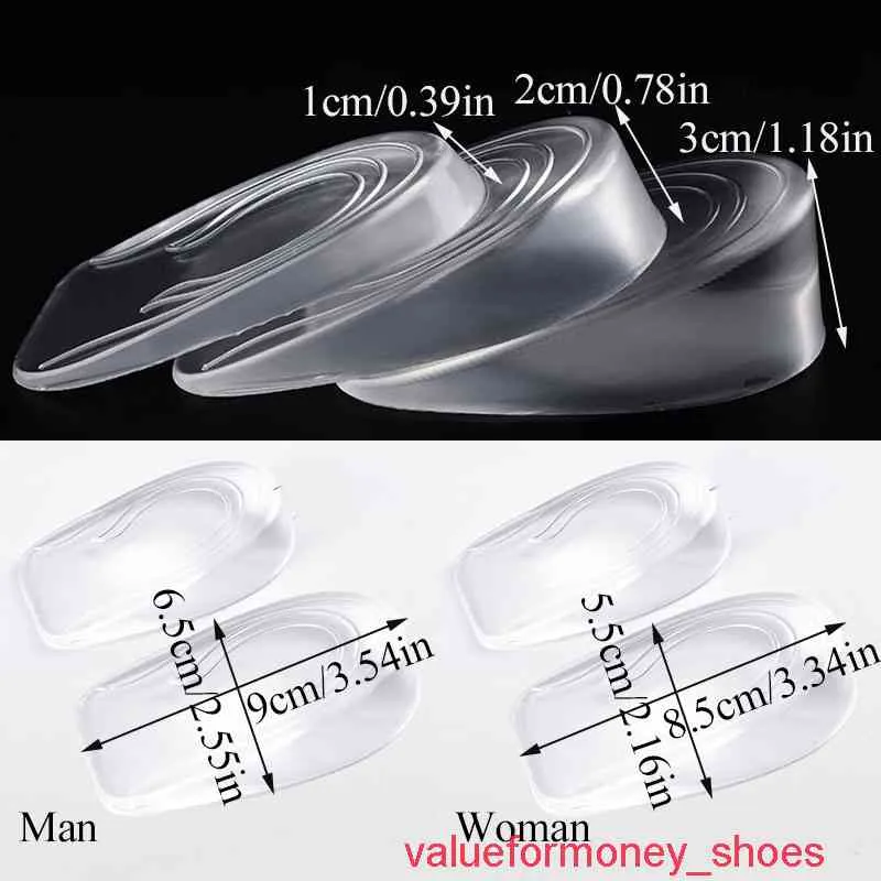 Materialskor 1 Par Transparent Gel Silikon Back Heel Pads Insoles för höga klackar Kvinnor Anti-Slip Pain Relief Shoeinsats Massager1