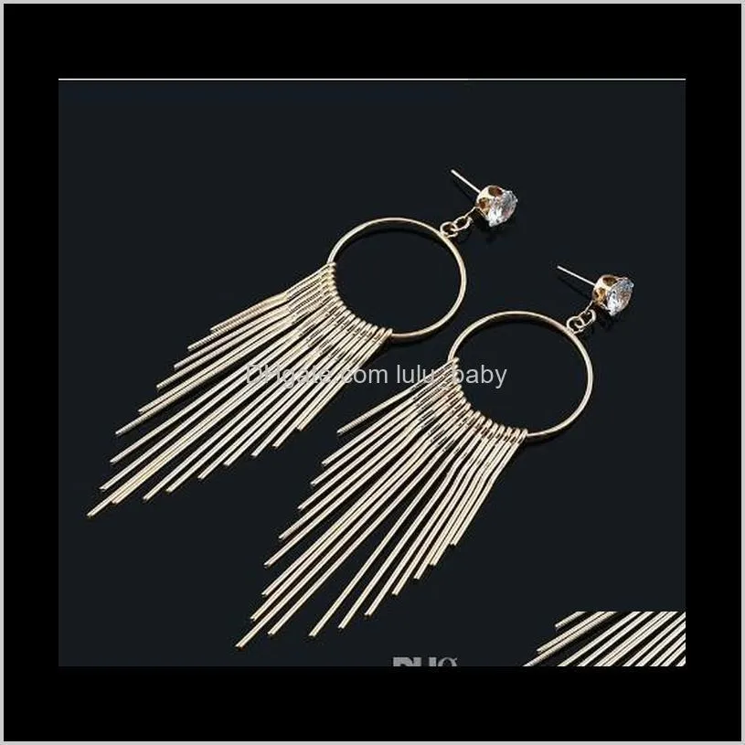 Gorgeous Womens Tassel Earrings Gold/Silver Tone CZ Crystal Hanging Earrings Gift Jewelry For Her Tassel Dangle Earrings