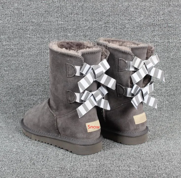 2021 Hot Sell fashion AUS U3280 ribbon bow women snow boots sheepskin warm boots with tag card dust bag Tan black gray Chocolates red free transport