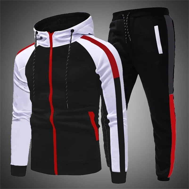 Mannen trainingspak broek jogging pak 2 stks trainingspak herfst winter mannen outfits sportkleding running sweatsuit losse fit kleding mannen 210806