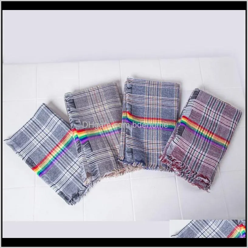 winter fashion multicolor plaid tassel scarf rainbow plaid shawl with tassel for women and men warm scarf designer scarves 80*200cm