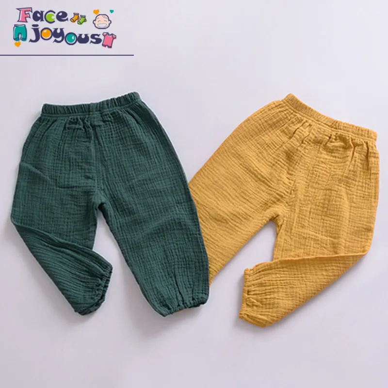 Kızlar Pamuk Pantolon Çocuk Pantolon Bebek Giysileri Erkek Bloomers Saf Renk Çocuklar Rahat Tayt Pantolon Bahar Sonbahar Yeni 210413
