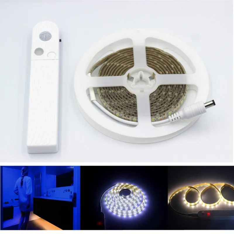 Bewegungssensor LED Streifen Licht 1m 2m 3m Nacht Batterie für Schrank, Kleiderschrank, Schrank, Treppe, Flurstreifen