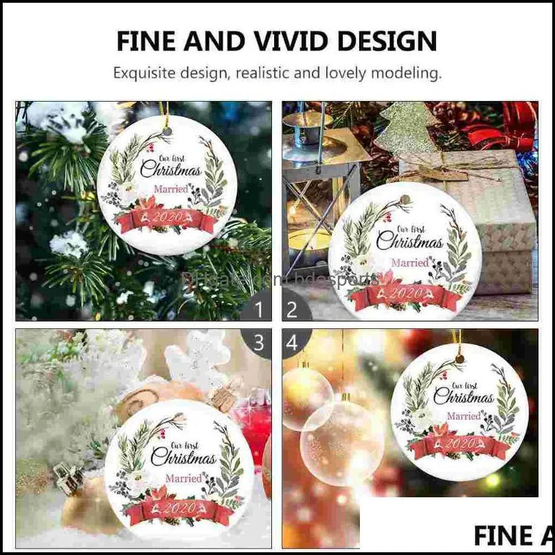 Christmas Decorations 1Pc Ceramic Hanging Ornament Xmas Tree Decoration Wedding Tag