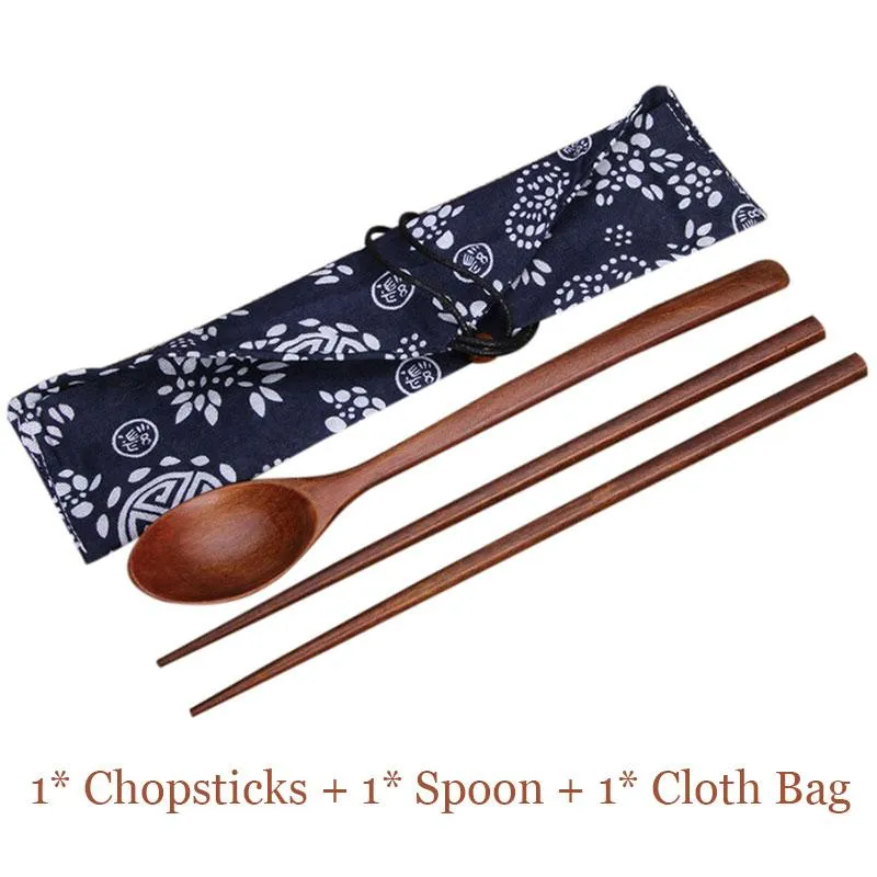 Chopsticks Chińskie przyjazne dla środowiska Przenośne drewniane zestawy sztućców i łyżek podróży