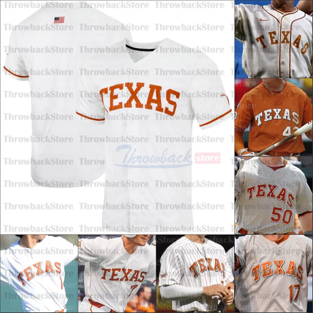 2021 NCAA Texas Longhorns College koszulki baseballowe Brandon Belt Roger Clemens Ty Madden Trey Faltine Tanner Witt Ivan Melendez Pete