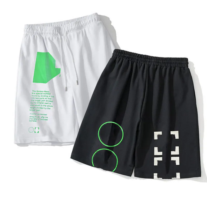 OFS Luxus-Shorts, Sommermode, weiße Shorts, lockere Herren-Markendesigner-beiläufige Sporthose, Pfeil-gedruckter reflektierender Streifen, kurze schwarze Gym-Jogginghose, Caprihose 9lnp