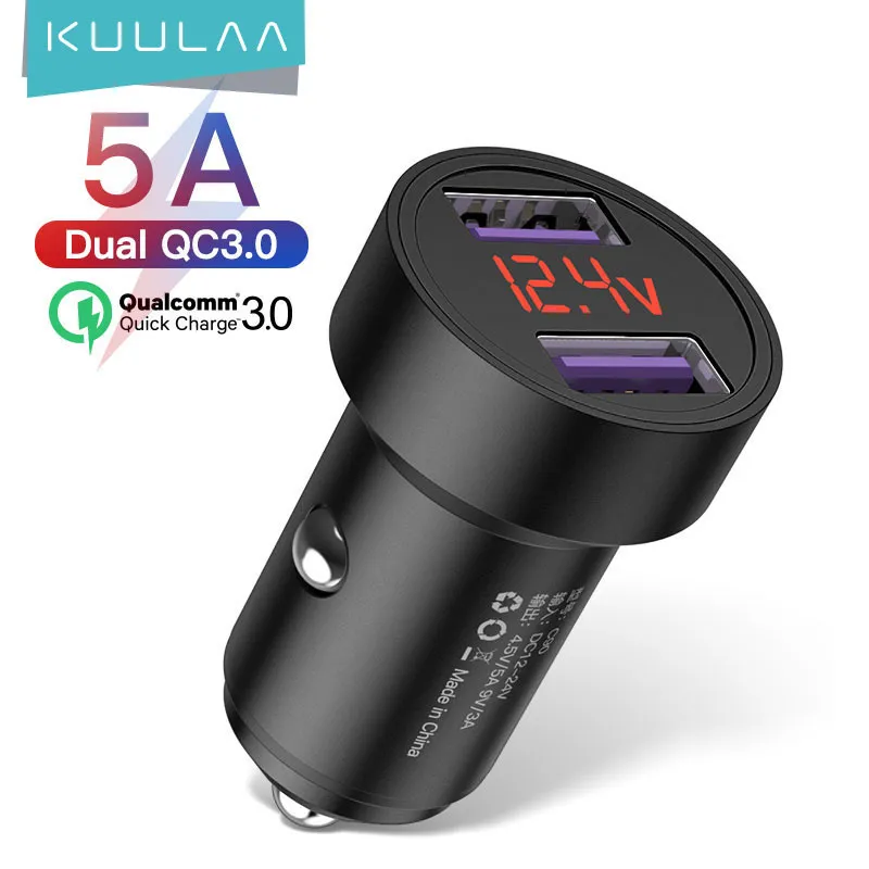 Kuulaa Szybki ładowanie 3.0 USB dla iPhone Xiaomi Samsung Huawei SCP QC3.0 QC Szybka ładowarka samochodowa samochodowa ładowarka