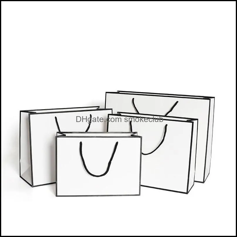 Gift Wrap 10pcs 28x20x10cm Large White Kraft Paper Packaging Bag Garment With Handles Small Black Shopping