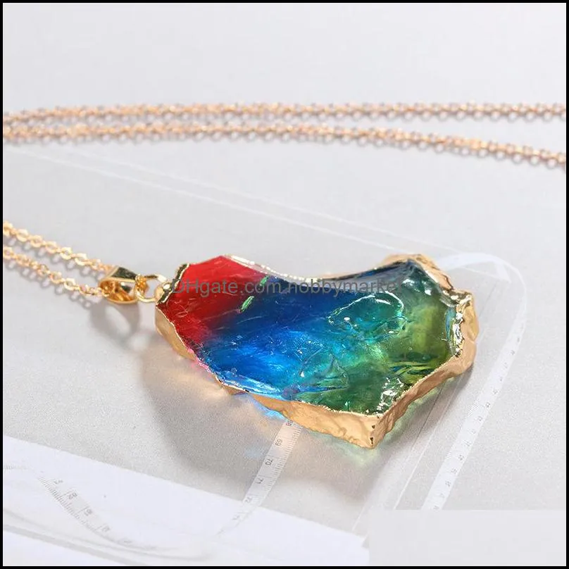 Famous colorful Natural Stone Necklaces Minimalistic Geometric Stone pendant Gold chains For women Ladies Fashion Jewelry Accessories