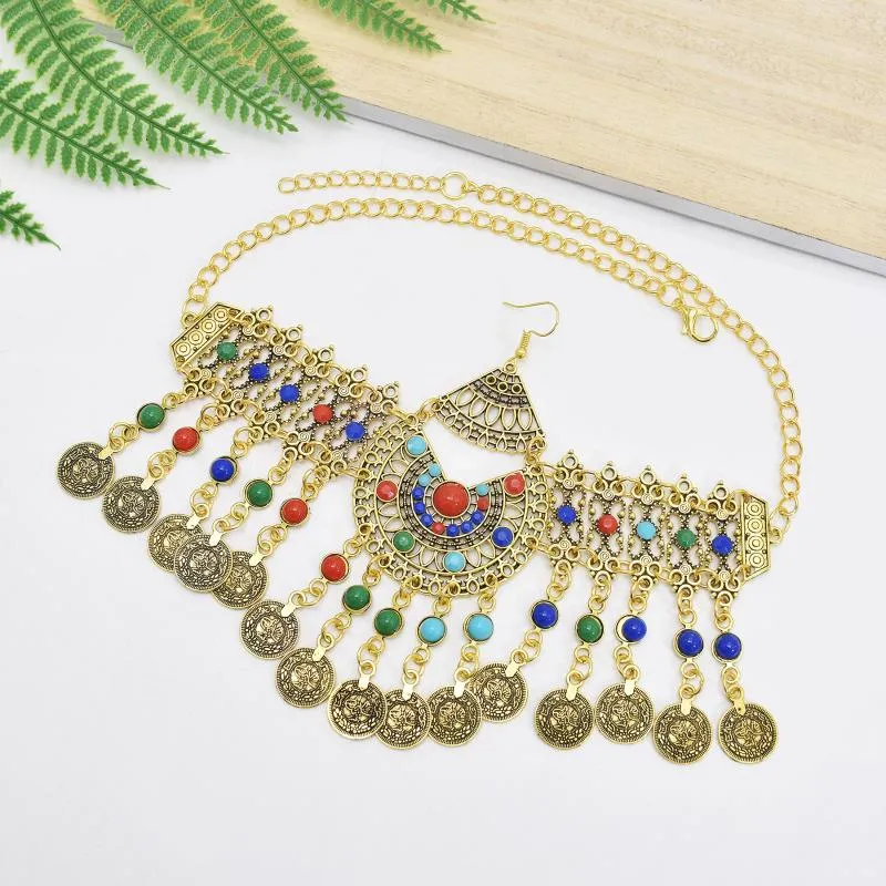 Afghani earrings with hair chain on sale