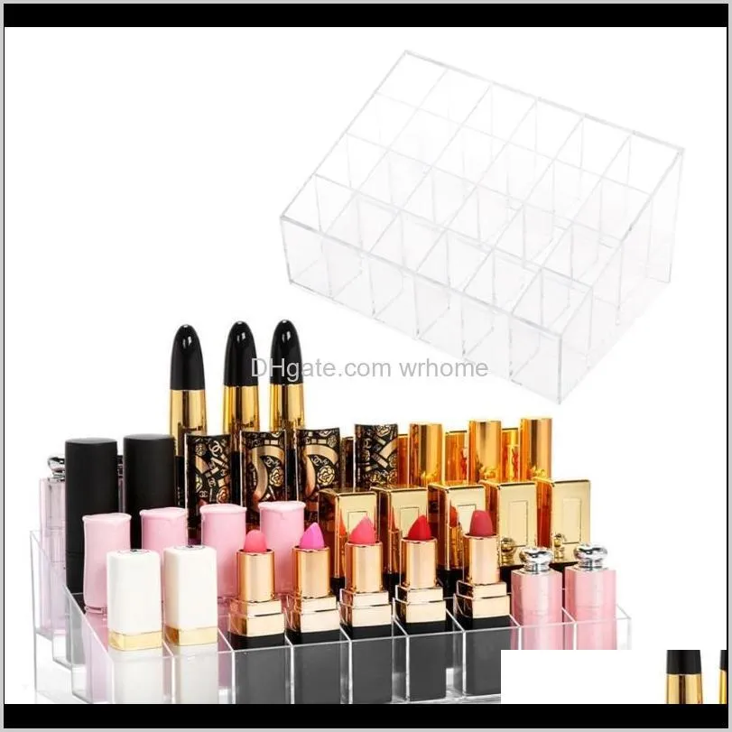 clear 24 lipstick storage display stand rack makeup holder cosmetic organizer y5jc boxes & bins