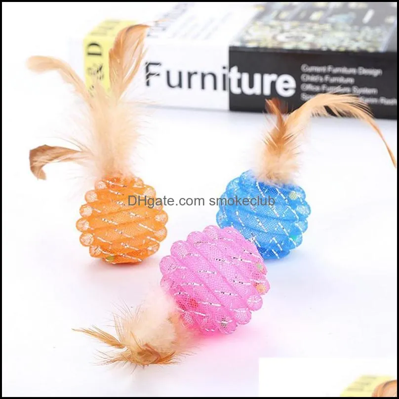 Cute Pet Cat Toy Line Ball Feather Tube Funny 3.5cm Pineapple Toys
