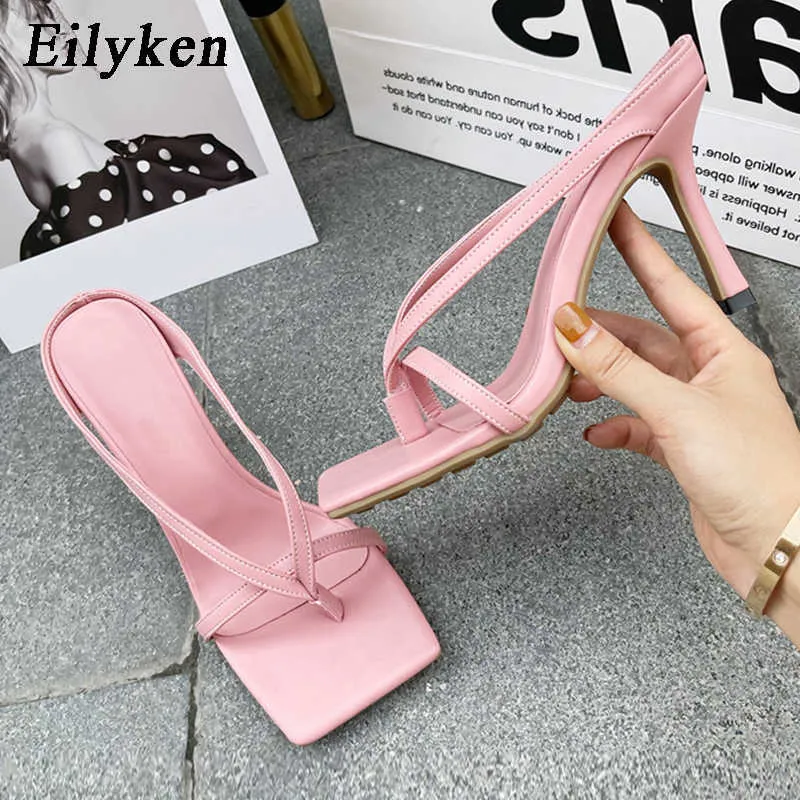 Sandalo 2023 New Slipper Tacchi alti Scarpe Fall Best Street Look Femmine Square Head Toe Clip su Strappy Women Sandals Slides 230302