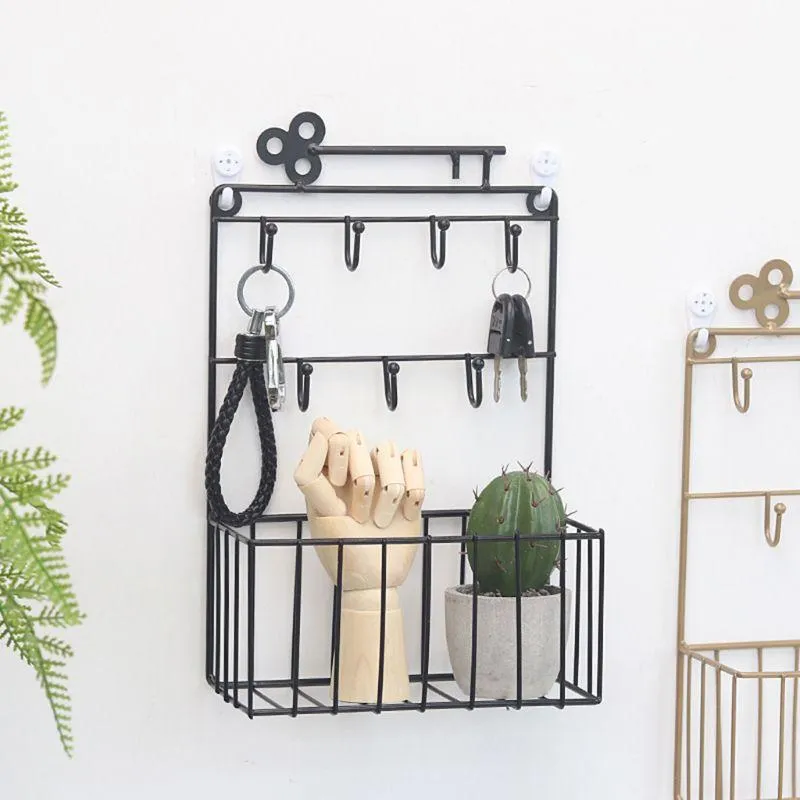 Hooks Rails Wall Monted Mail en Key Holder 7 Hook Rack Organizer Pocket Letter Sorter voor ingang Keuken Home Office Decorhooks