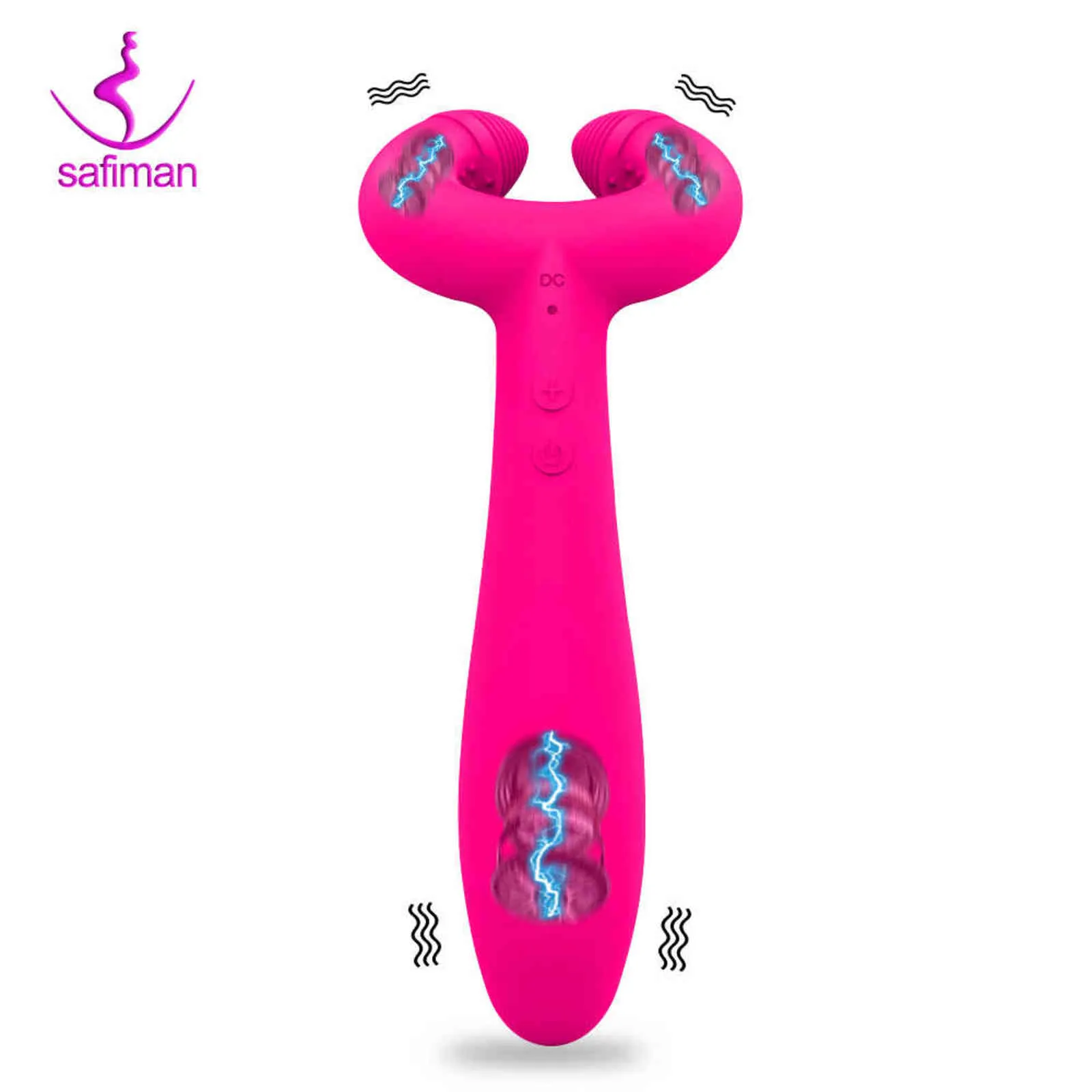 Nxy vibratorer dubbel penetration 3 motorer dildo vibrator sex leksaker för kvinnor män vuxna par nippel klitoris vagina penis stimulator massager 1119