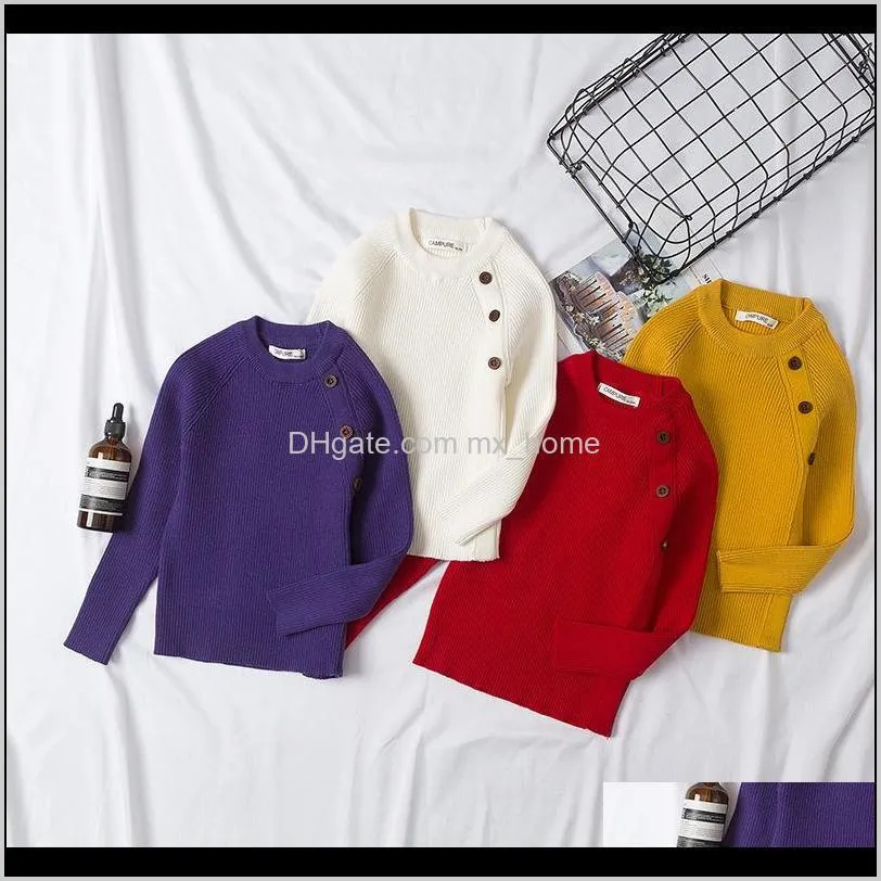 boys sweaters spring new knitted baby girls ribbed sweater girls sweaters solid candy color kids clothing girls pullover 201103