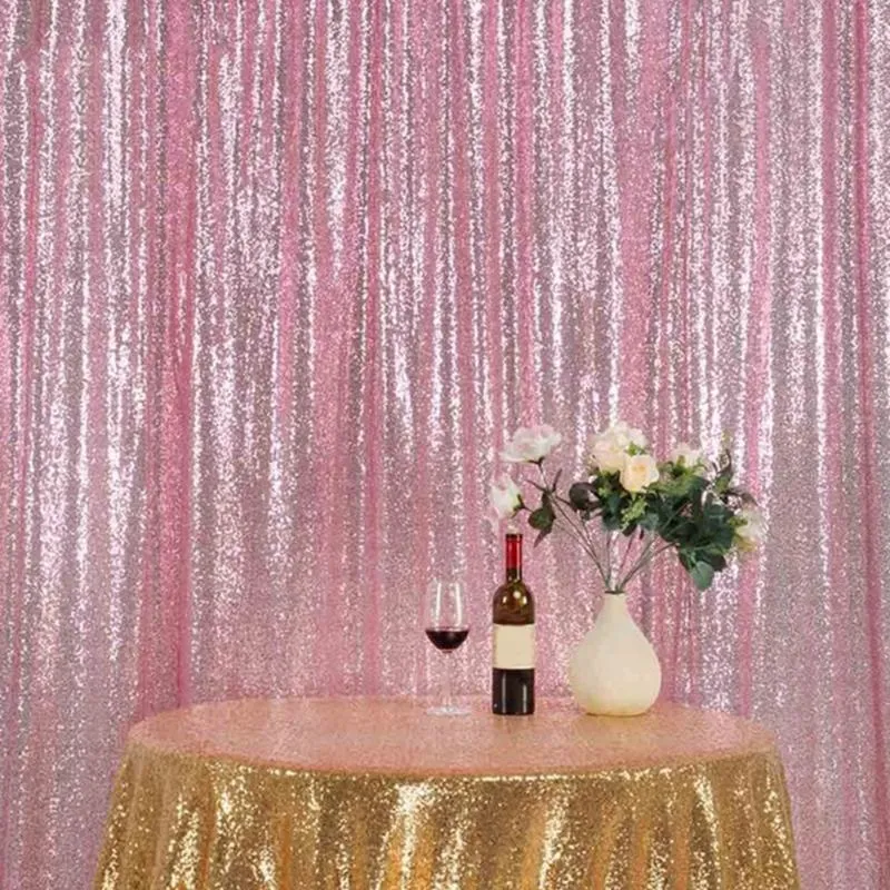 Gardin Drapes Rektangulära Sequins Bakgrund Bordduk Dekorativ Tyg Ljus bakgrund för Party Table Bröllop Dekoration