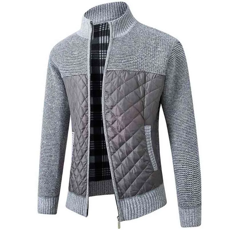 Falizaメンズフリースセーターコート冬の厚いパッチワークウールカーディガン暖かいニットジャケットカジュアルな男性服xy108 210812