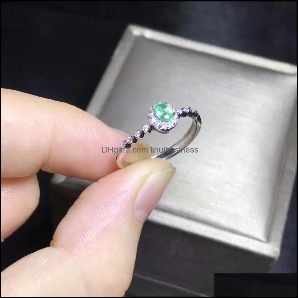 Natural emerald ring, shop promotion specials, natural gemstone from the mining area, 925 silver Y1128