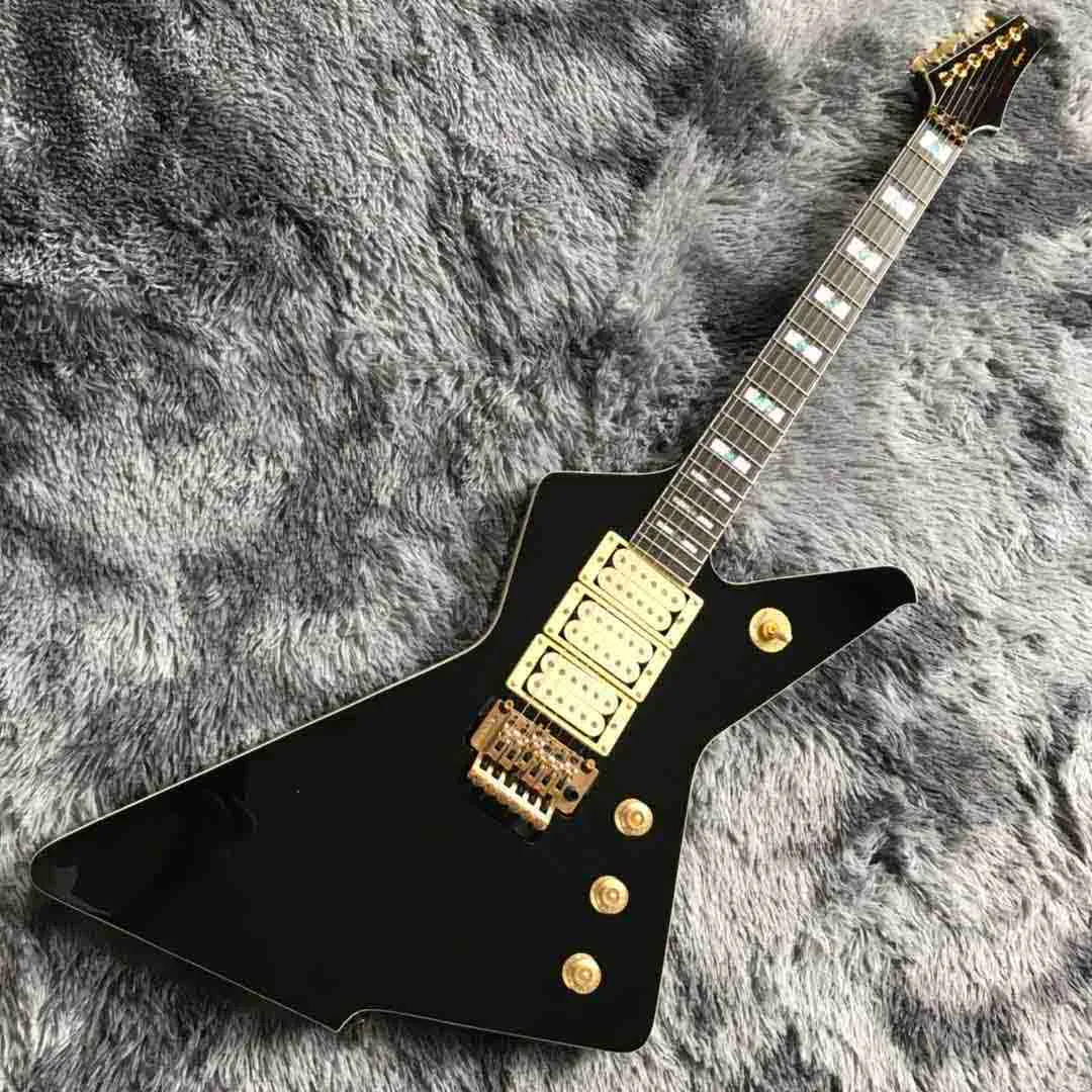 Custom High Gloss Black F Rose Elektrische Gitaar Destroyer Duplex Tremolo-systeem