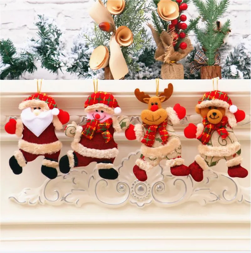 Decorações de Natal Home Shop Storefront Santa Boneca Deer Boneco De Neve De Porta Pingente