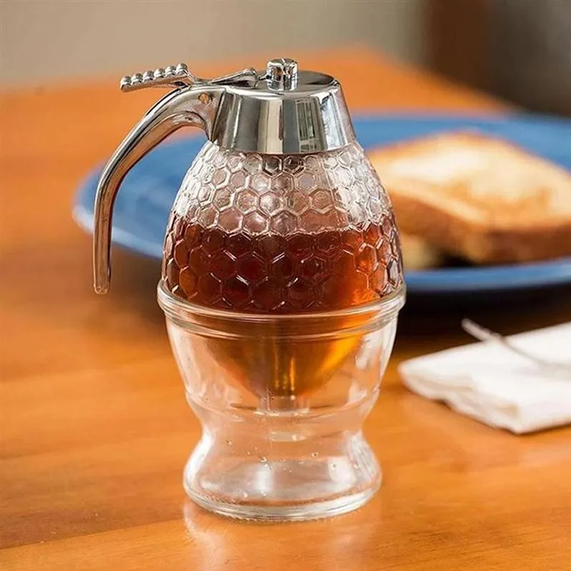 Squeeze Bottle Honey Jar Container Home Kitchen Tools Bee Drip Dispenser Kettle Storage Pot Stand Holder Juice Syrup Cup