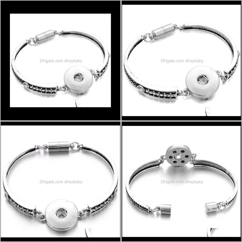 snap jewelry 18mm snap buttons bracelet wholesale flowers carved vintage magnetic bracelets for women men ze0301