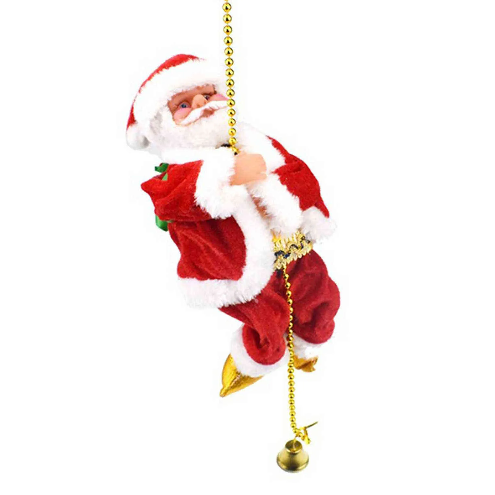 Santa Claus Climbing Beads Batterij Operated Electric Climb Up en Down Climbing Santa met licht en muziek Kerstdecoratie 211109