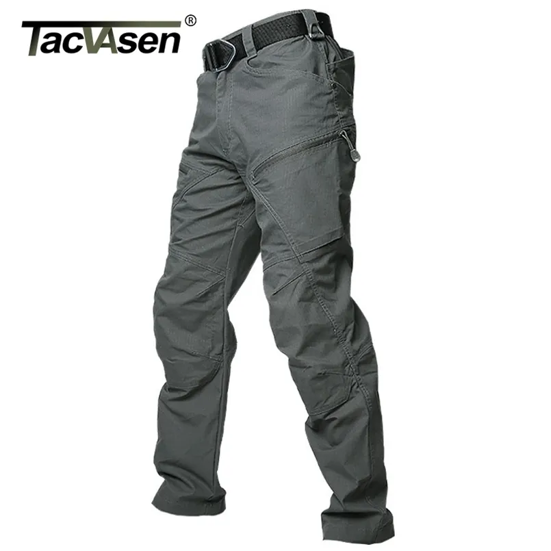 Tacvasen Tactical Cargo Pants Mens Sommar Straight Combat Army Militärbyxor Bomull Många fickor Stretch Security Trousers Män 211201