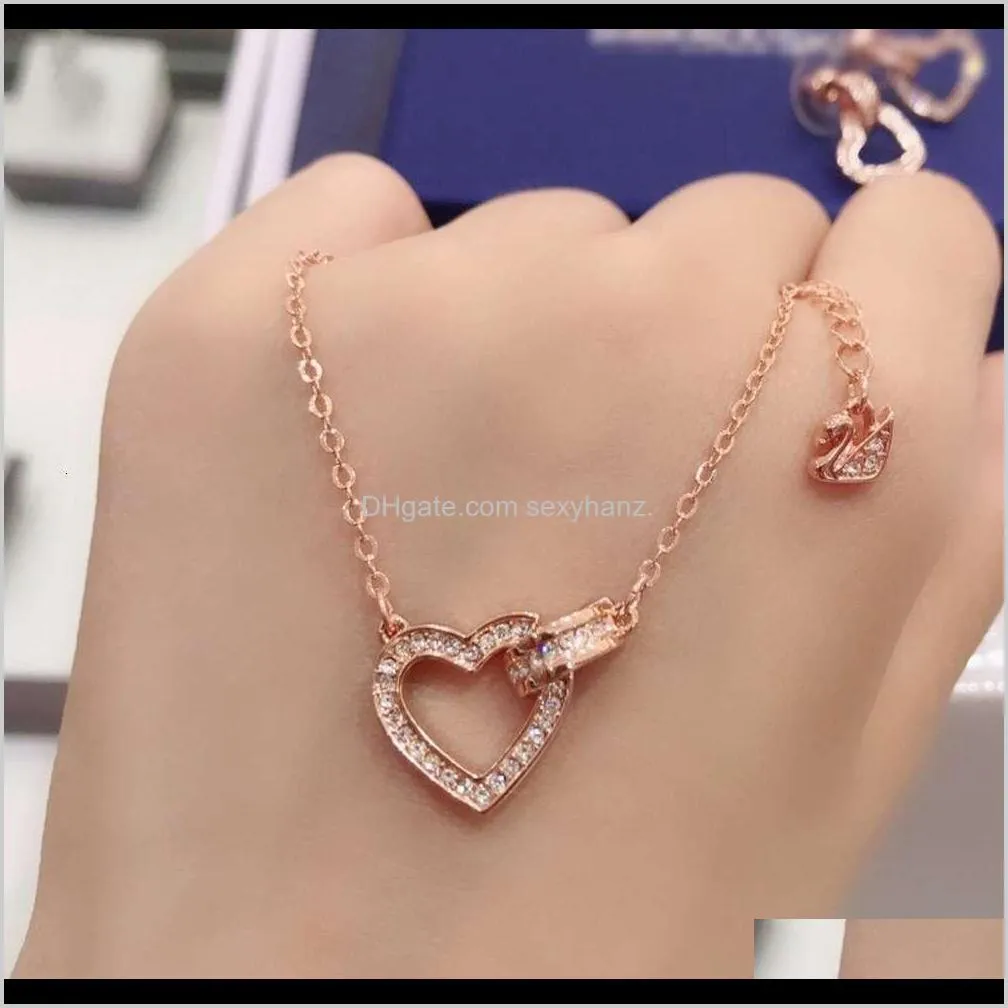 pendants shijiashiqi element crystal classic romc love ring necklace with clavicle chain temperament