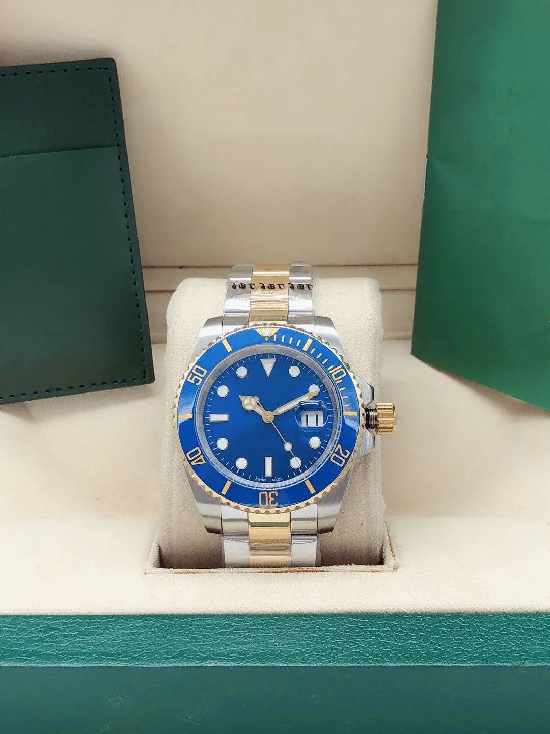 2021 Herrenuhren, 40 mm, blaues Zifferblatt, komplettes Edelstahlarmband, Herrenuhr, automatische mechanische 2813-Uhrwerk, hochwertige Sport-Herren-Armbanduhr