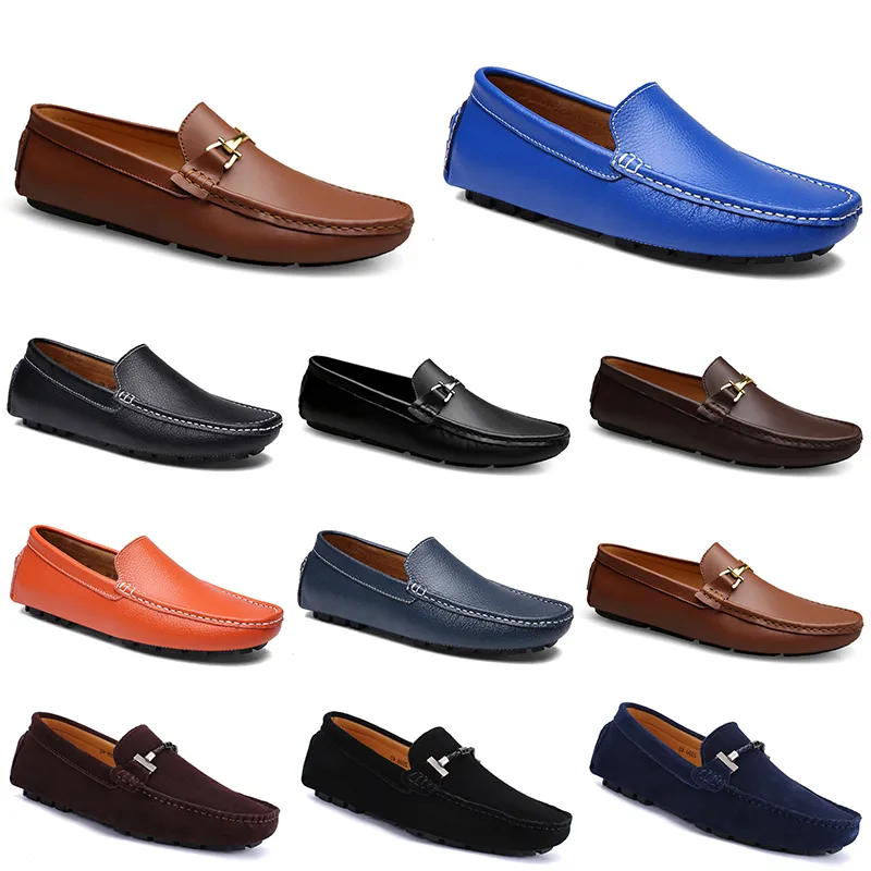 cuirs doudous hommes chaussures de conduite décontractées respirantes semelle souple Light Tans noir marines blancs bleu argent jaunes gris chaussures tout-match extérieur transfrontalier