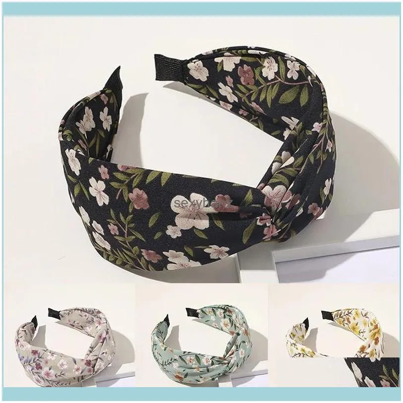 Women Headdress Hairband Printing Wide Headband Hair Hoop Hair Bands Wrapping Headwear Floral Knot Hairbands Bezel Accessories