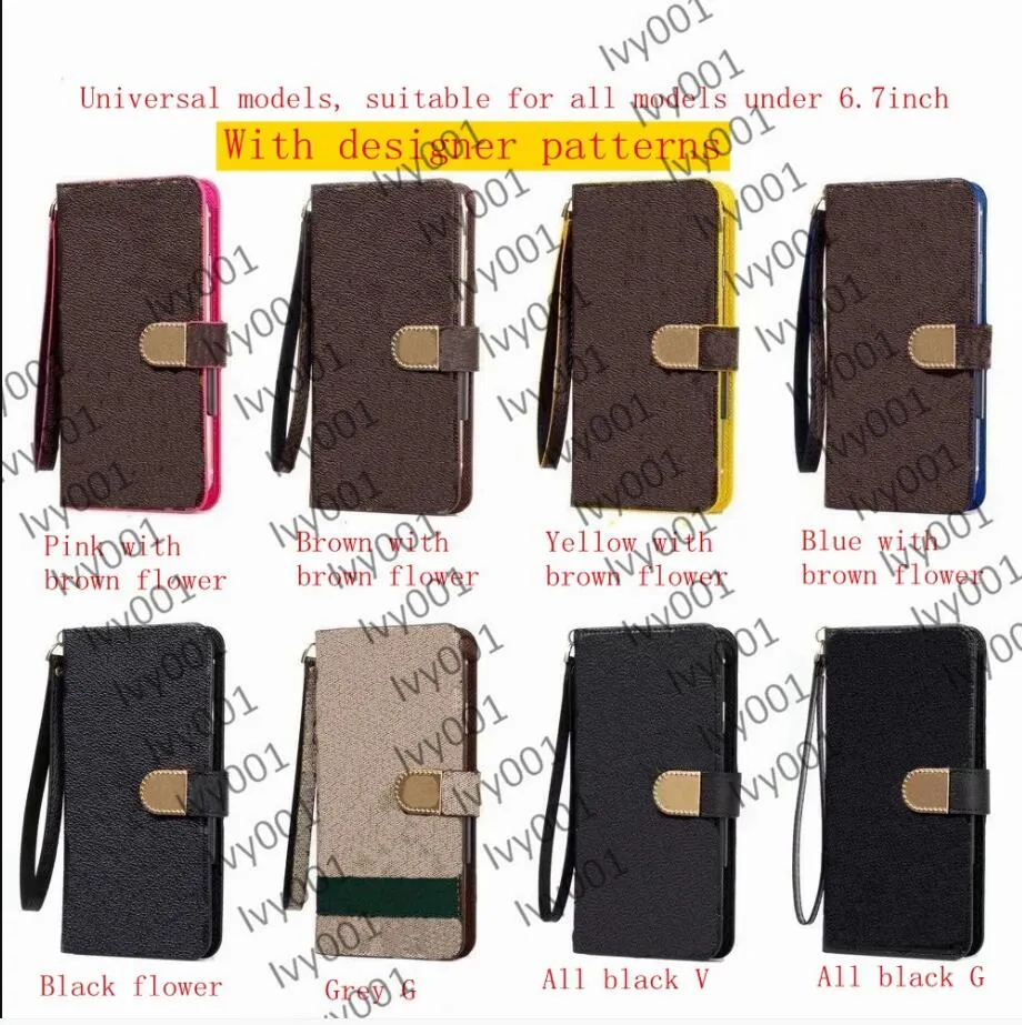 Modische L-Wallet-Handyhüllen für iPhone 15 Pro Max 14 Plus 13 12 Mini 11 Pro Max XS XR X 8 7 Plus Flip Ledertasche L geprägte Abdeckung für Samsung alle Modelle S23 Ultra S22 Note 20 10