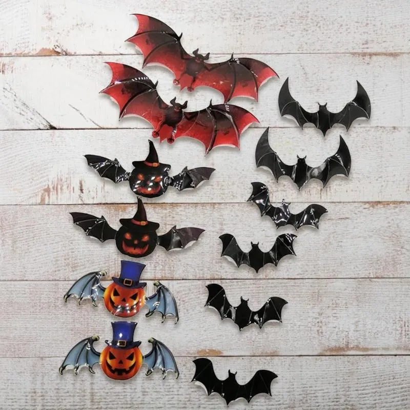Pegatinas de pared 60 unids/set 3D murciélago decoración PVC Sickers decoración de Halloween para DIY niños habitación calcomanías de vida hogar ornamento pegatina