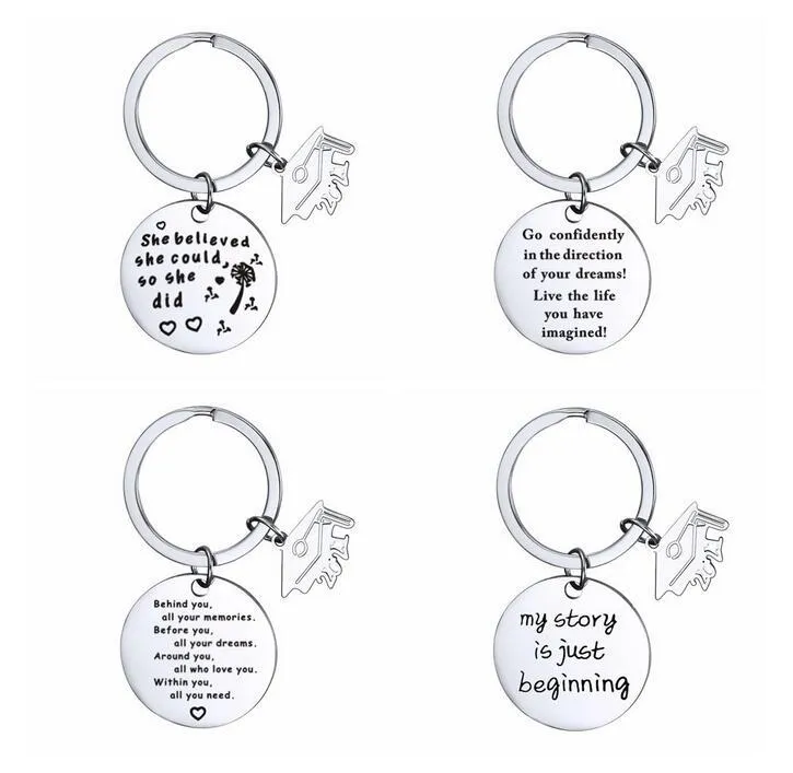 Keychain Stainless Steel Class of School University Nyckelring för student Postgraduate Mini Love Gift