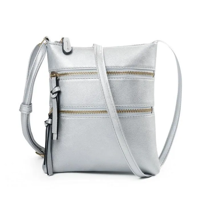 Zipper Women Messenger Bag Multicolor Vertical Design Cross Body Shoulder Bags Adjustable Strap Casual PU Handbag Clutch Fashion Accessories DD716