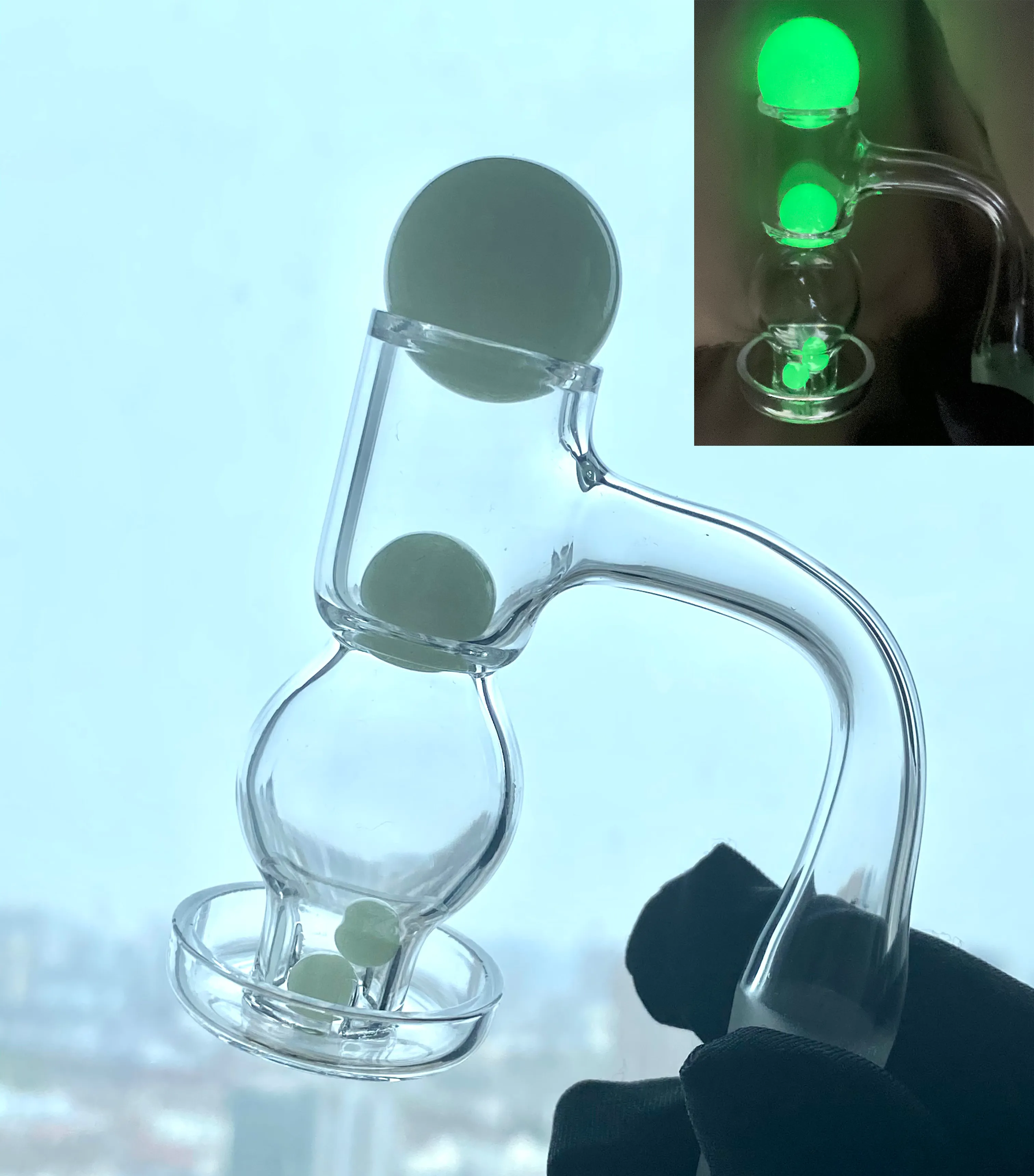 2021 плоский Top Terp Sluerber светящиеся светящиеся цветные жемчужины дым полностью сварки кварц Banger с ногтями для бонсов стеклянные водные трубы