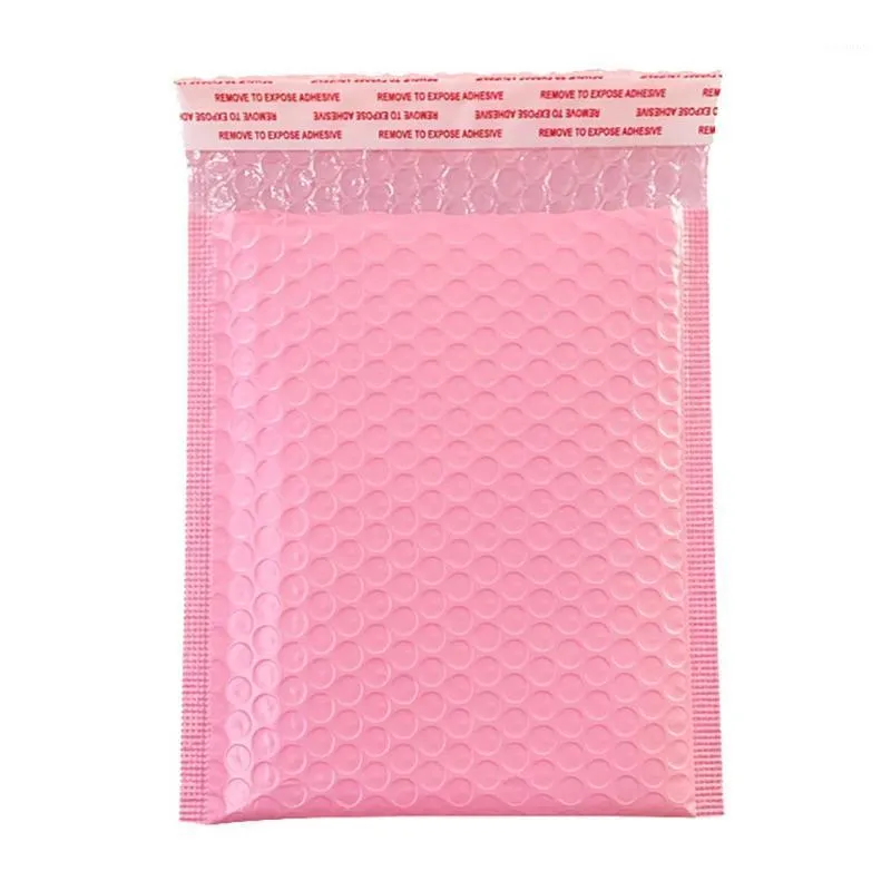 50 pièces enveloppes à bulles enveloppes rembourrées doublées Poly Mailer auto-scellant enveloppe rose sac d'expédition # BL3 sacs de rangement